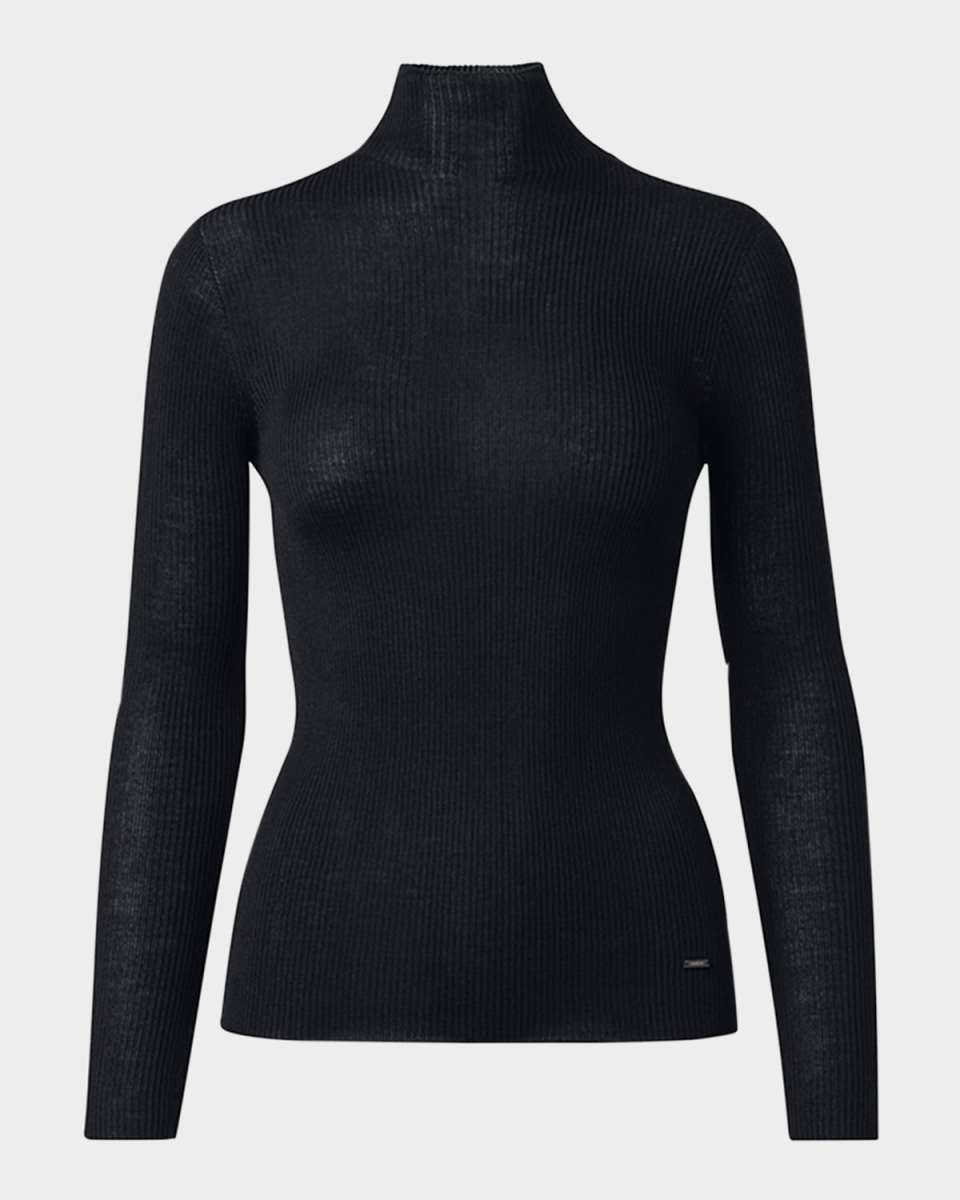 Cashmere-Silk Fine Ribbed Knit Pullover